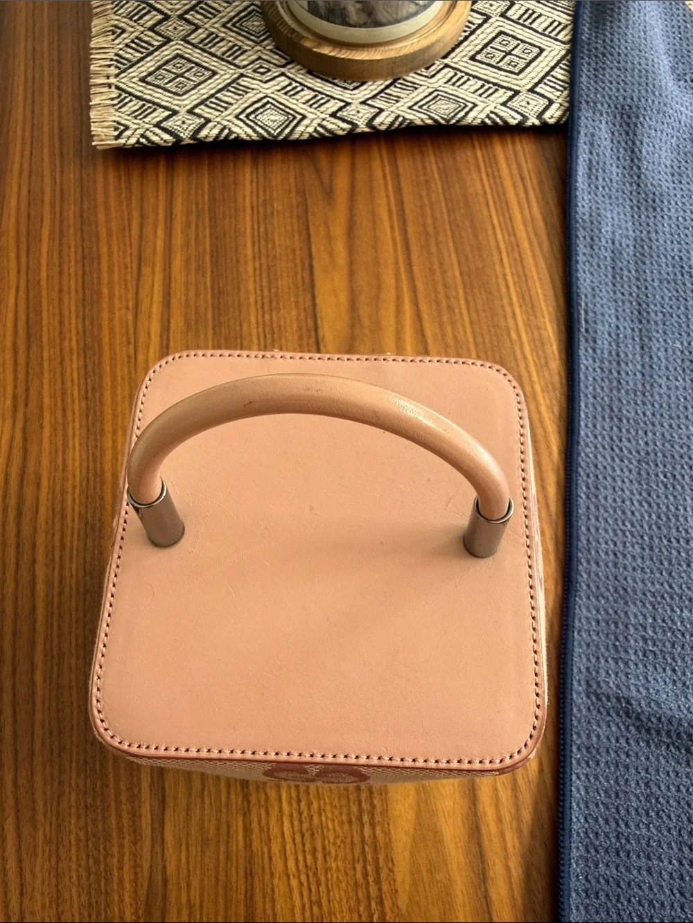 Vintage Gucci Pink GG Canvas Vanity Case with Top Handle